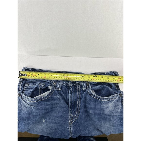 Silver Jeans Men 32 X 34 Grayson Blue Straight Leg Stretch Denim *stain* - Picture 11 of 13